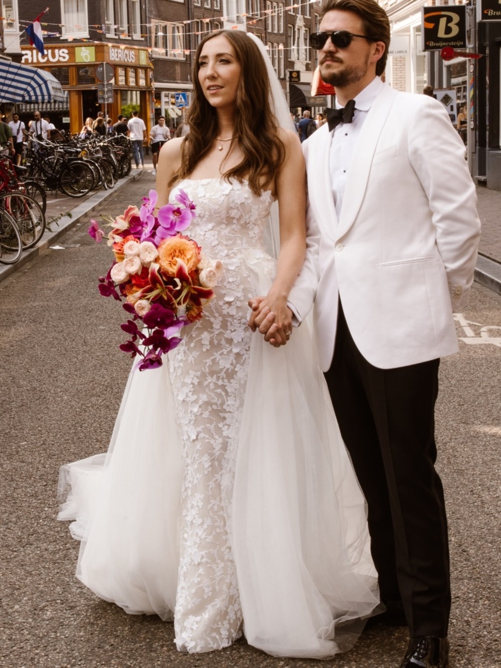 Ines Di Santo "Clarette" Wedding Dress + Overskirt & Veil US 4